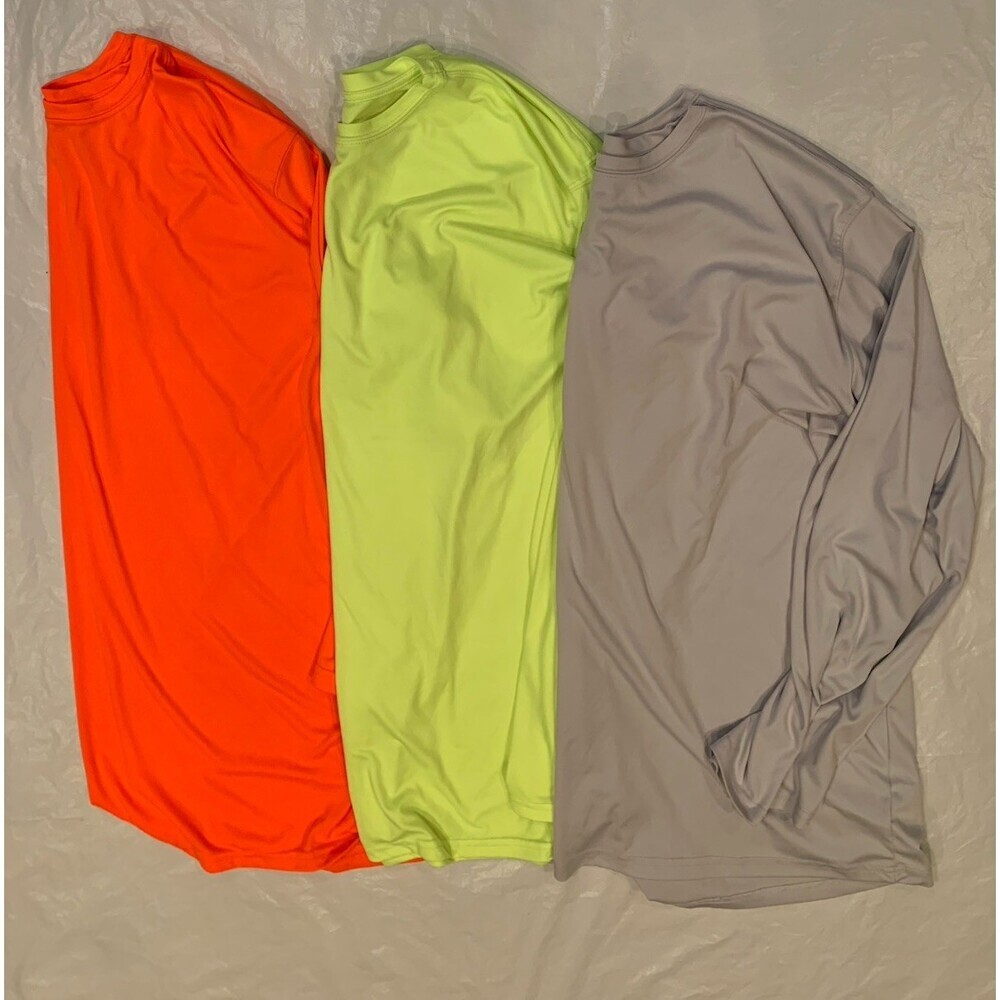 Lot of 3 Vapor Apparel Seize the Ray Men's Shirts 4XL Grey, Neon Orange andGreen